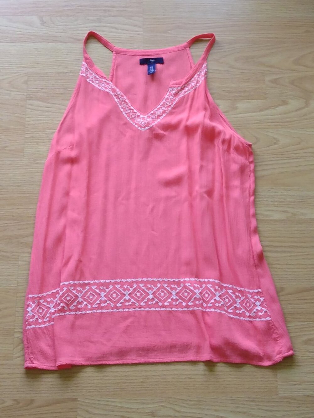 GAP Coral Embroidered Tank Top | Size XS